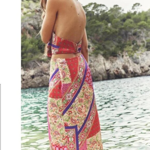 Zara paisley twisted high slit dress knotted - Picture 4 of 6